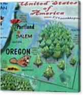 Oregon Fun Map Canvas Print