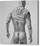 Original Drawing Sketch Charcoal Male Nude Gay Interest Man Art Pencil On Paper #11-17-19 Canvas Print