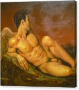 Original Oil Painting Art  Male Nude Of Angel Man On Canvas #11-16-01 Canvas Print
