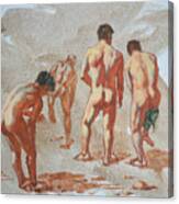 Original Sketch Oil Painting Artwork Male Nude Man Gay Interest On Canvas #9-019-2 Canvas Print