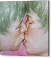 Original Watercolor Angel Of Kiss On Paper#16-12-5 Canvas Print