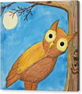 Owl And Moonlight Canvas Print