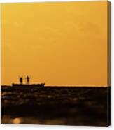 Oystermen At Sunrise Canvas Print