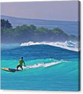 Paddleboarder Rides The Outside Break Canvas Print