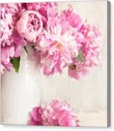 Painting Of Pink Peonies In Vase/digital Painting Canvas Print