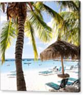 Palm Trees And Palapa Canvas Print