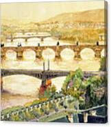 Panorama Prague Briges Canvas Print