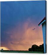 Panoramic Lightning Storm And Church Canvas Print