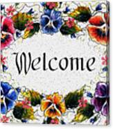 Pansies Welcome Canvas Print