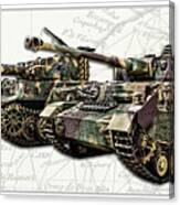 Panzer Iv And Tiger Tanks W Bg Canvas Print
