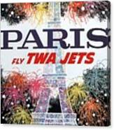 Paris - Twa Jets - Trans World Airlines - Eiffel Tower - Retro Travel Poster - Vintage Poster Canvas Print