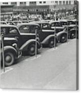 Parked Cars And Meters 1938 Canvas Print