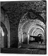 Passageways Of Fort Pulaski In Black And White Canvas Print