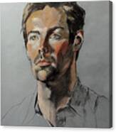 Pastel Portrait Of Handsome Guy Canvas Print