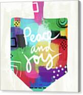 Peace And Joy Dreidel- Art By Linda Woods Canvas Print