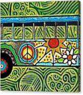 Peace And Love Hippie Bus Canvas Print