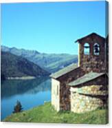 Peaceful Church And Lake Canvas Print
