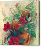 Peaches And Mandevilla Canvas Print