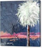 Peachy Horizons Palm Tree Canvas Print
