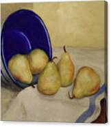 Pears And Blue Bowl Canvas Print