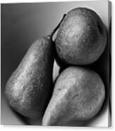 Pears In A Bowl In Black And White Canvas Print