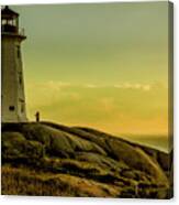 Peggys Cove Lighthouse At Sunset Canvas Print