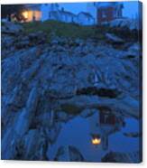 Pemaquid Point Lighthouse Tide Pool At Dusk Canvas Print