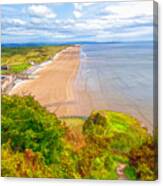 Pendine Sands Carmarthen Bay South Wales Between Laugharne And Saundersfoot Illustration Canvas Print