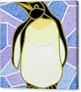 Penguin On Stained Glass Canvas Print