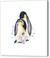 Penguins Family Watercolor Canvas Print