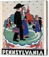 Pennsylvania - The Little Red Schoolhouse - Retro Travel Poster - Vintage Poster Canvas Print