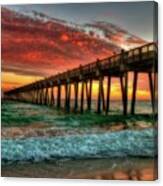 Pensacola Beach Pier Sunset Canvas Print