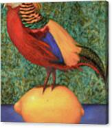 Pheasant On A Lemon Canvas Print