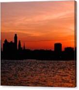 Philadelphia Skyline Orange Sunset Sky Canvas Print