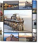 Piers Of Plymouth Ma Waterfront Canvas Print