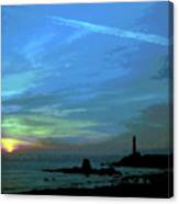 Pigeon Point Lighthouse Green Flash Sunset, Pescadero California, Abstract 2 Canvas Print