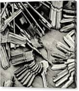 Piles Of Blank Keys In Monochrome Canvas Print