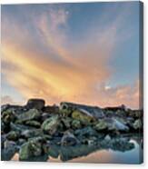 Piles Of Rocks And The Dawn Canvas Print