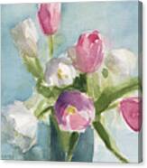 Pink And White Tulips Canvas Print
