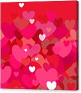 Hot Pink Valentine Hearts Canvas Print