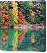 Pink Lake Fall Color Reflections Canvas Print