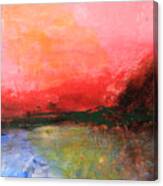 Pink Sky Over Water Abstract Canvas Print