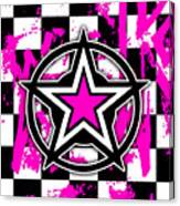 Pink Star Checkerboard Canvas Print