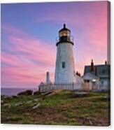 Pink Sunset At Pemaquid Point Canvas Print