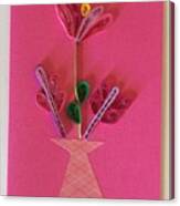 Pink Vase Handmade Qulling Greeting Card Canvas Print