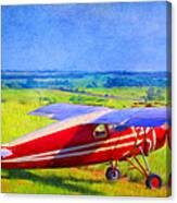 Piper Cub Airplane In Kansas Prairie Canvas Print