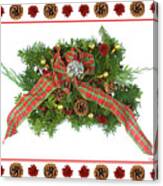 Plaid Bow With Christmas Regalia Canvas Print