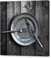 Plate With Silverware Canvas Print
