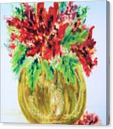 Poinsettia In Brass Vase Canvas Print