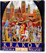 Poland Krakow Vintage Travel Poster Restored Canvas Print